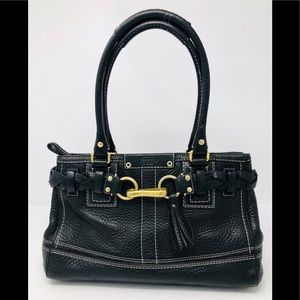 Coach Hampton Black Pebbled Leather Satchel